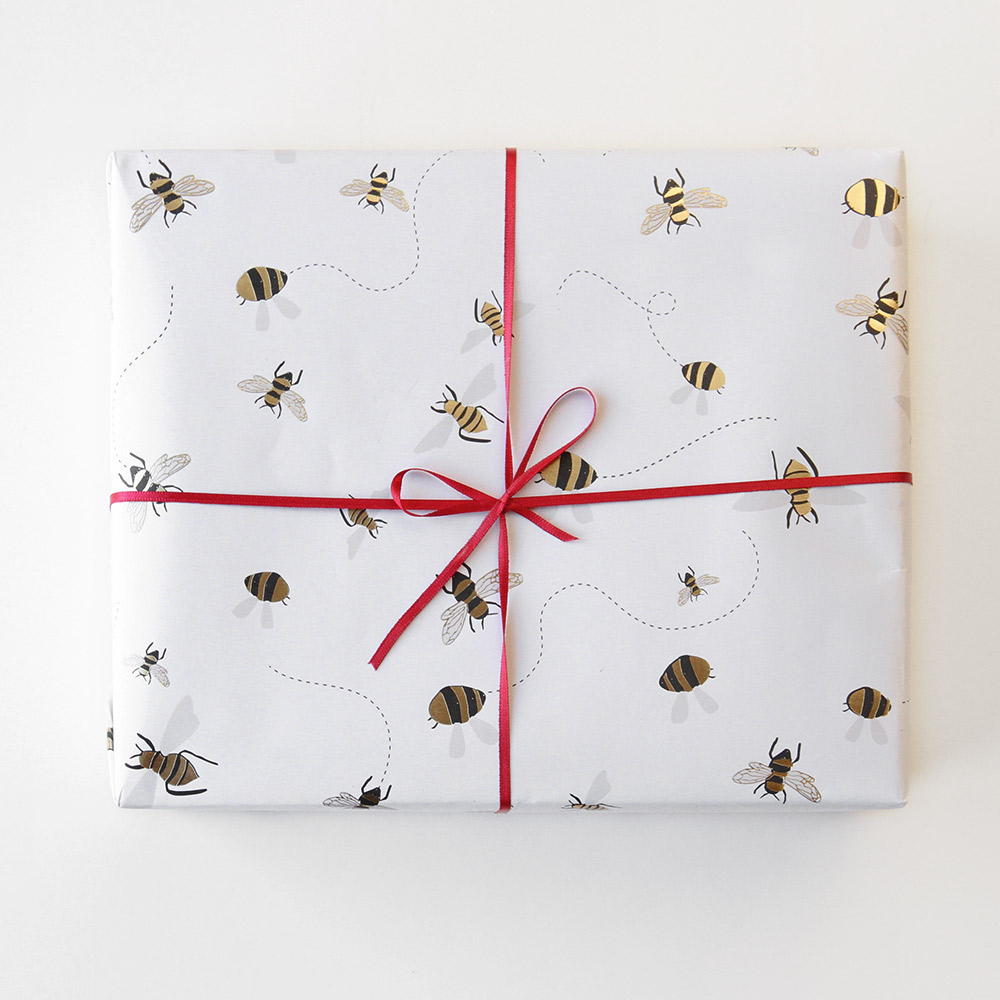 Bee Print Wrapping Paper By Caroline Gardner